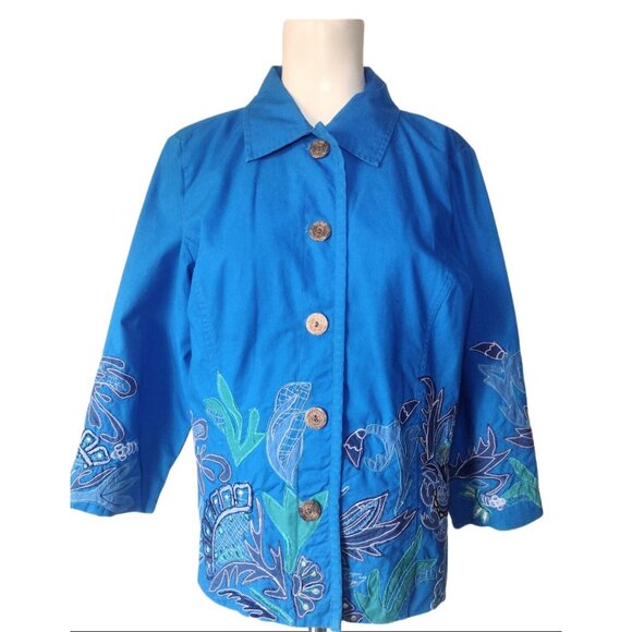 Chicos Embroidered Jacket Cardigan Women's S Jardigan Artsy Button Up Floral - Picture 1 of 9